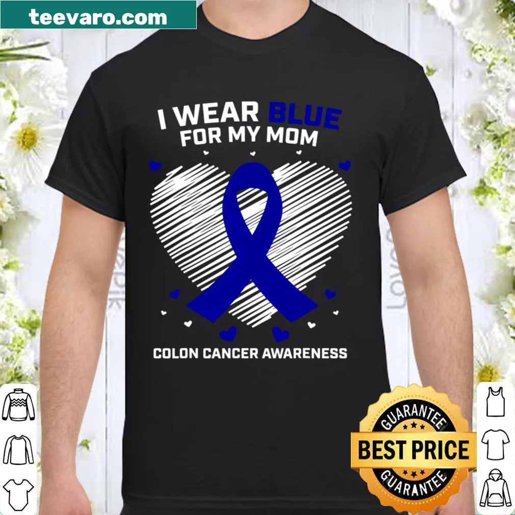 Awareness shirt for mothers featuring blue color for colon cancer