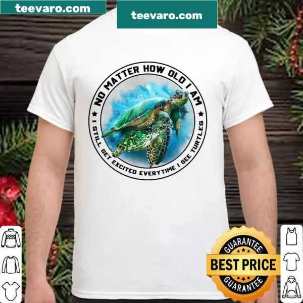 Illustration of turtles on a playful design tee.