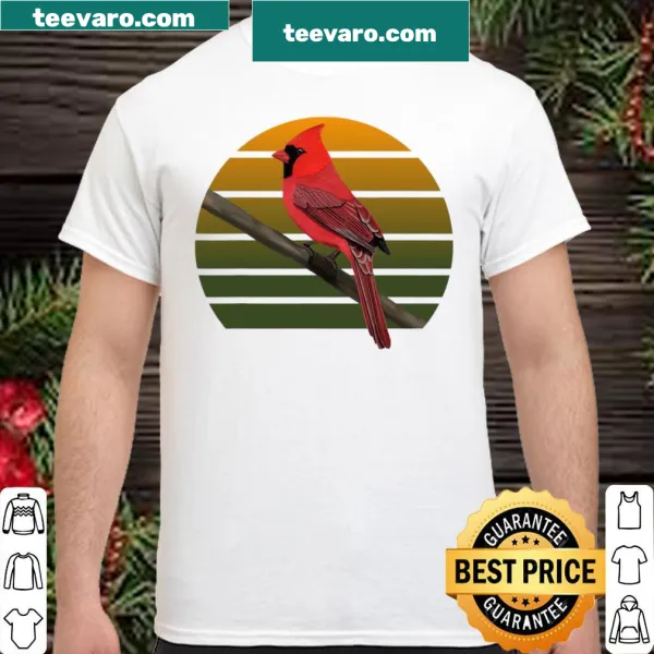 Realistic painting of a Northern Cardinal bird on a shirt