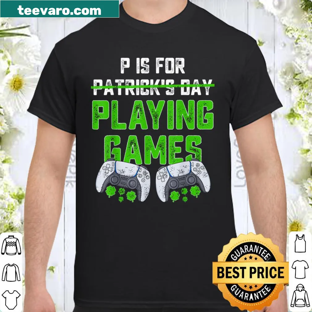 Funny St. Patrick's Day shirt for kids with gaming theme