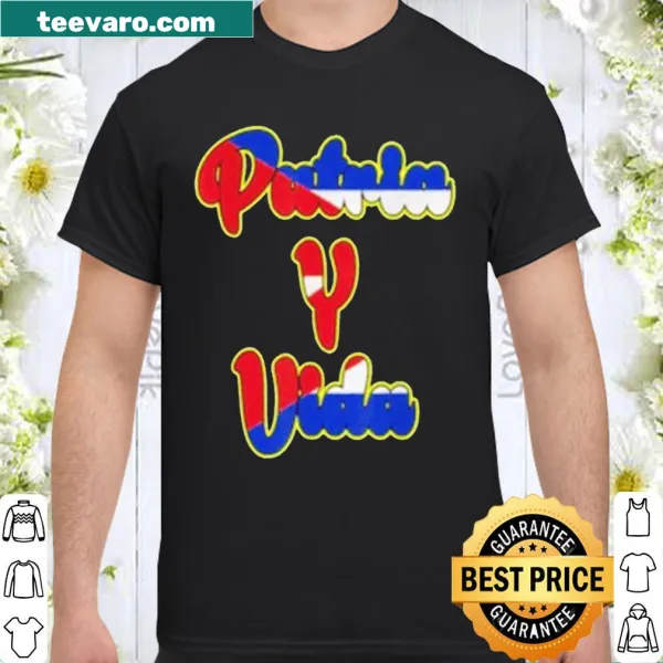 Cuban flag and phrase 'Patria Y Vida' on a t-shirt