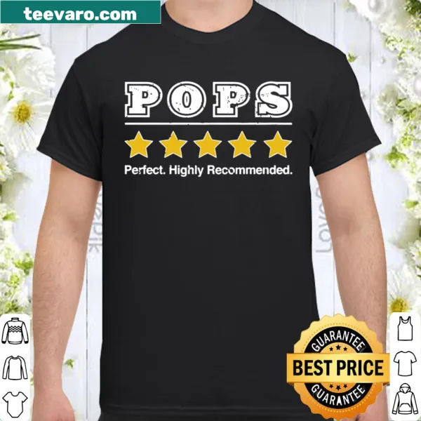 Illustrative t-shirt celebrating Pops with a five-star rating