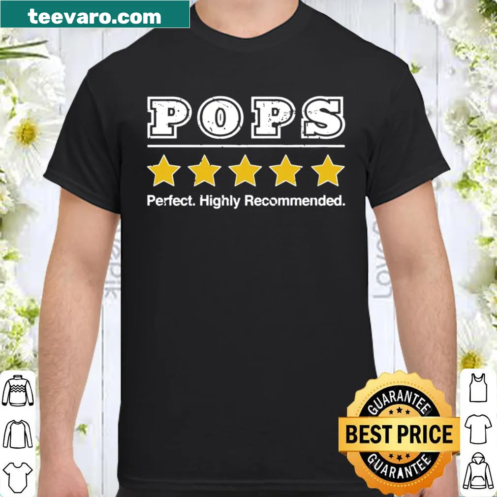 Illustrative t-shirt celebrating Pops with a five-star rating