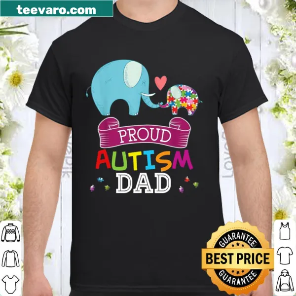 Colorful puzzle piece design for Proud Autism Dad shirt