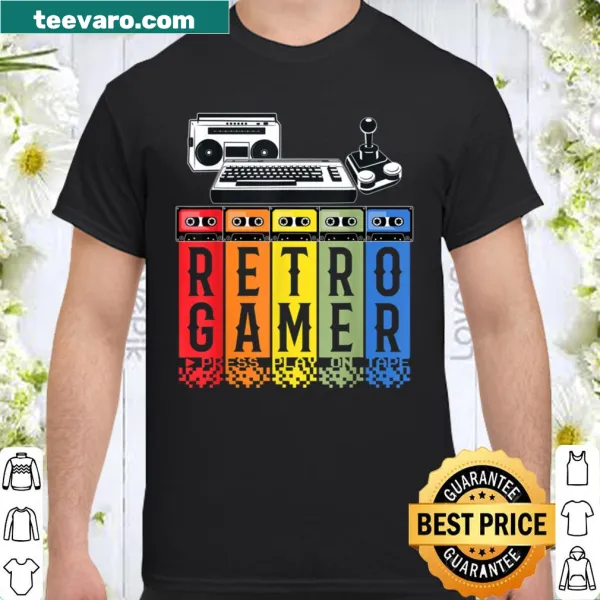 Vintage gaming T-shirt featuring 'Press Play on Tape'