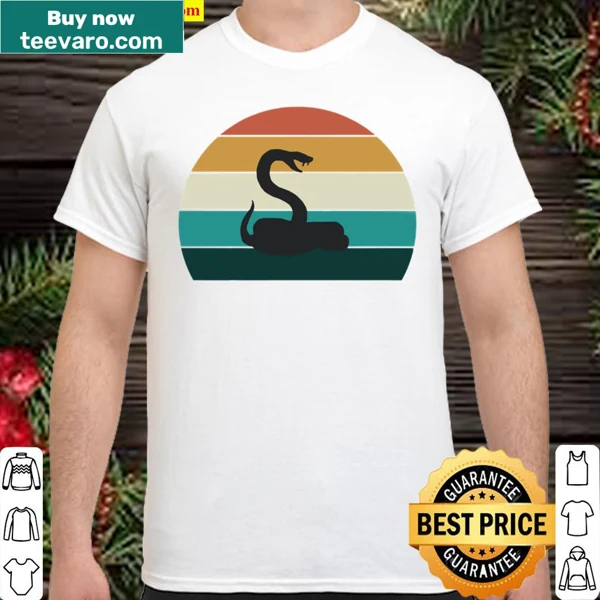 Vintage cobra snake graphic with sunset design on a pullover shirt.