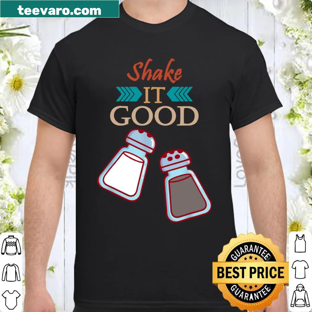 Humorous cooking shirt featuring salt and pepper shaker design.