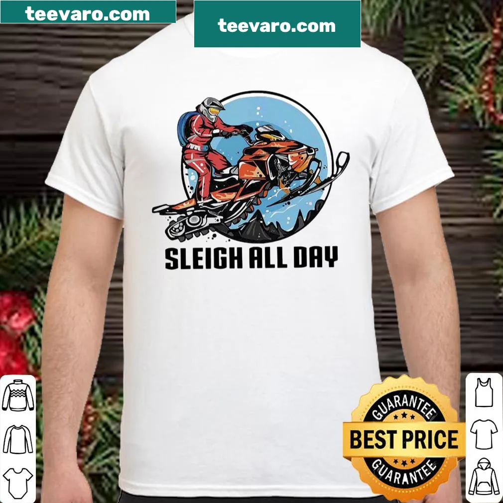 Playful typographic design stating 'Sleigh All Day' for the holidays