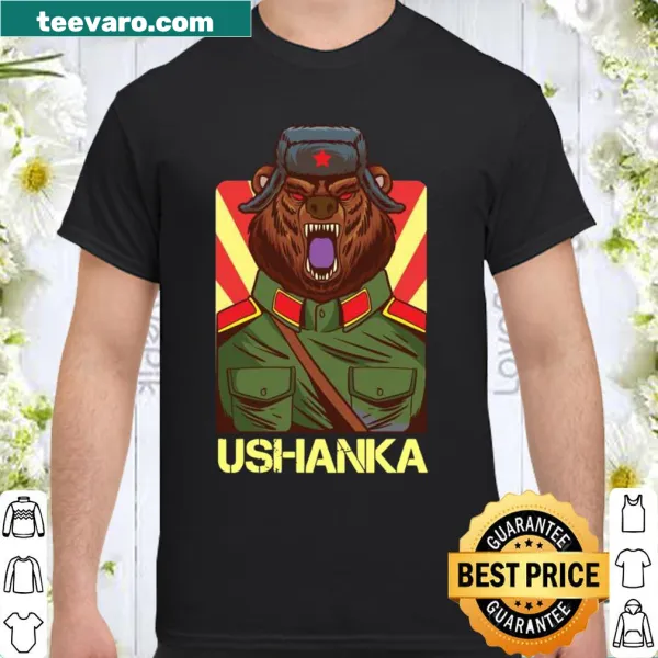 Illustration of a bear in a ushanka cap on a shirt