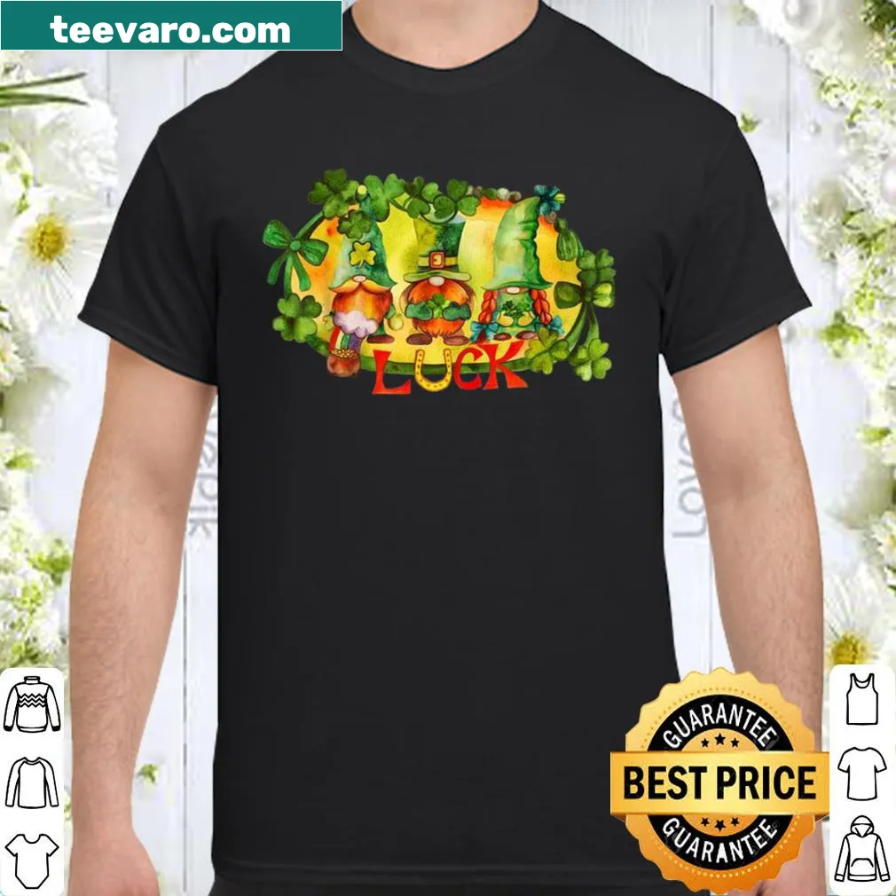 Cute leprechaun gnome graphic for St. Patrick's Day on a women's shirt.