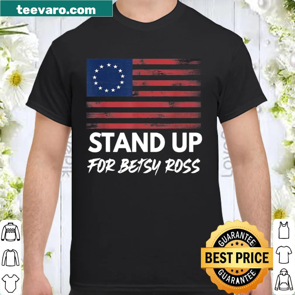 Betsy Ross flag design on a vintage-style American shirt