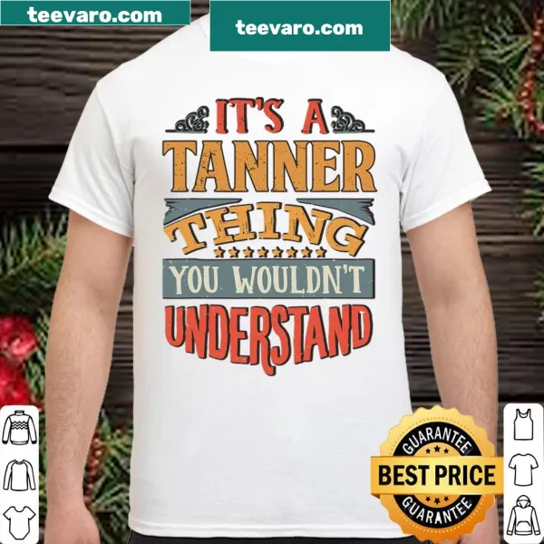 Hand-lettered Tanner name design on a graphic shirt.