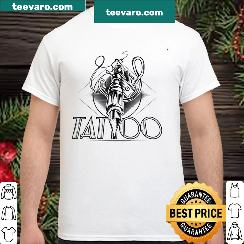 Illustrative tattoo machine design on a shirt celebrating body art