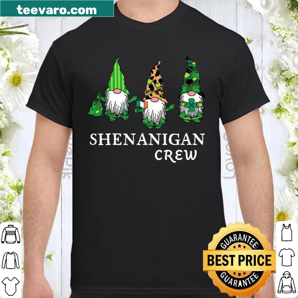 Festive St Patrick's Day shirt with gnomes and shamrock flag