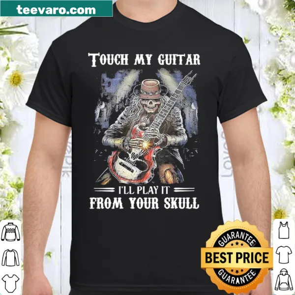 Bold typography shirt with a humorous warning for guitar lovers