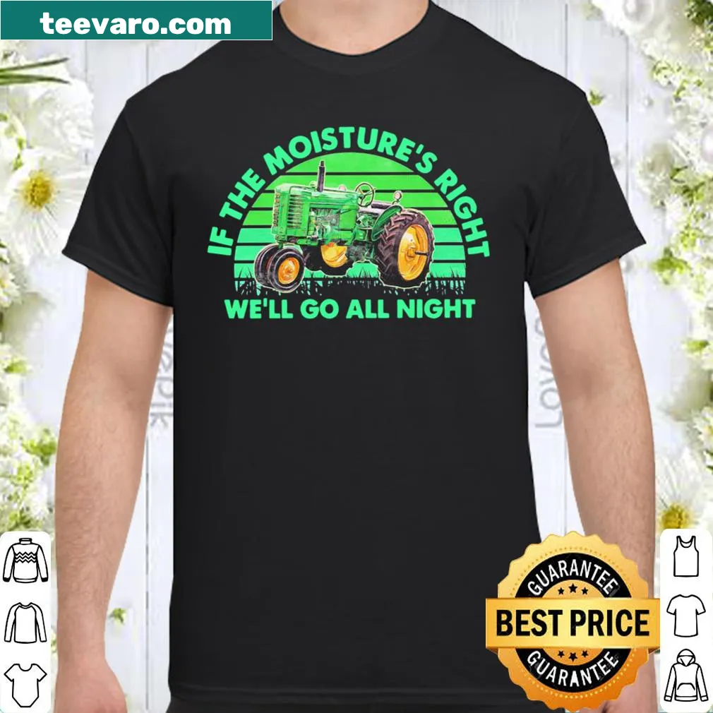 Vintage shirt with humorous tractor slogan about moisture.