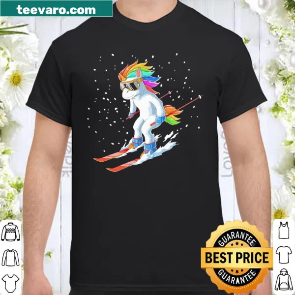 Retro shirt showcasing a unicorn at a USA ski resort in 80s style