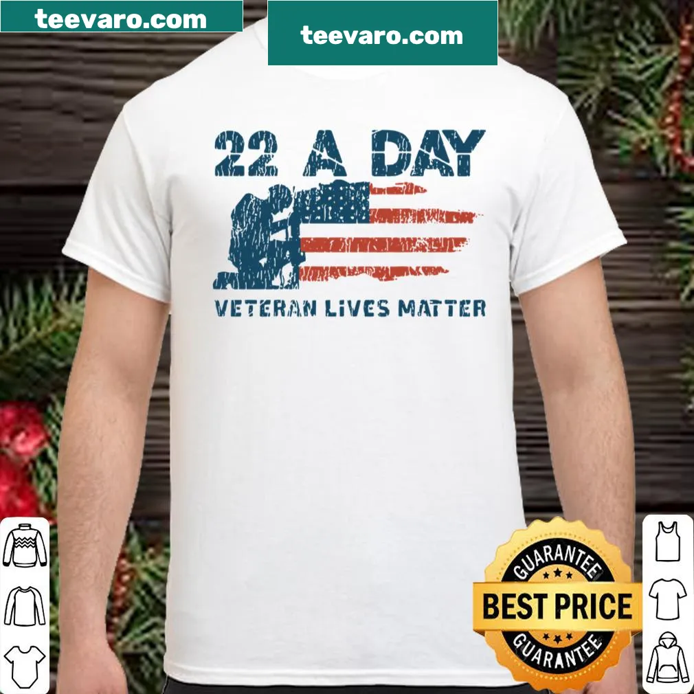 Patriotic t-shirt featuring text on veteran lives matter and awareness