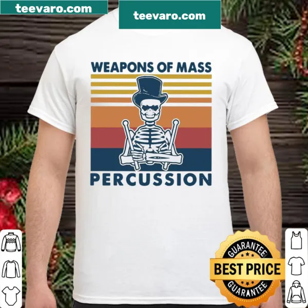 Vintage shirt showcasing the phrase Weapons Of Mass Percussion in bold text