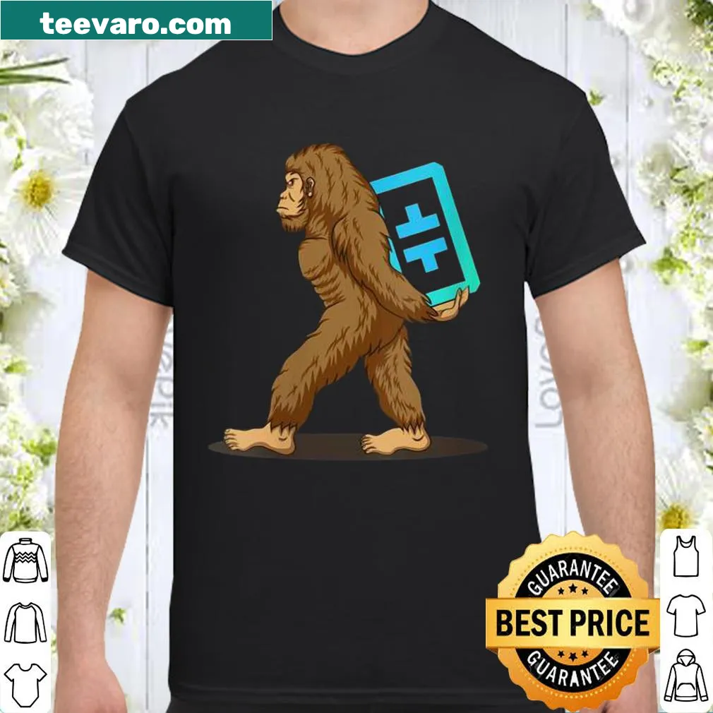 Cartoon Bigfoot shirt featuring Hodling THETA Love message