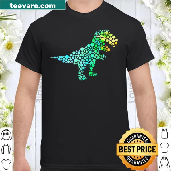 Cute V-neck shirt with polka dot dinosaur design for Dot Day