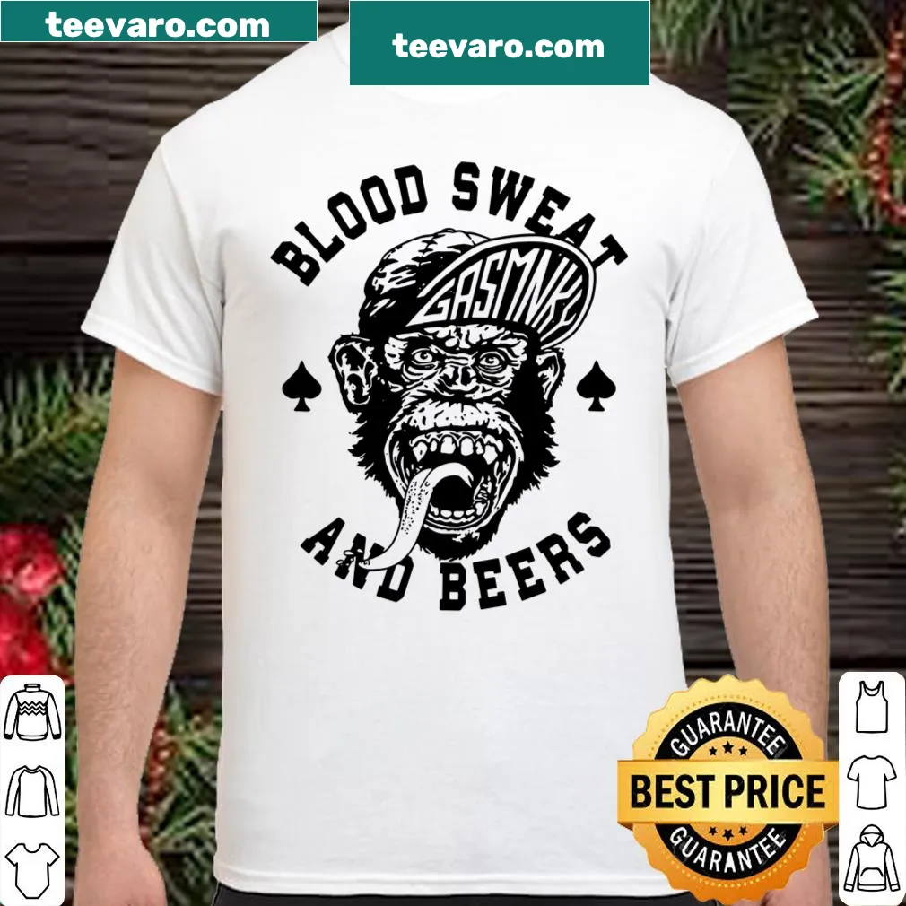 Illustrative shirt featuring 'Gas Monkey Garage' and 'Blood Sweat And Beers'