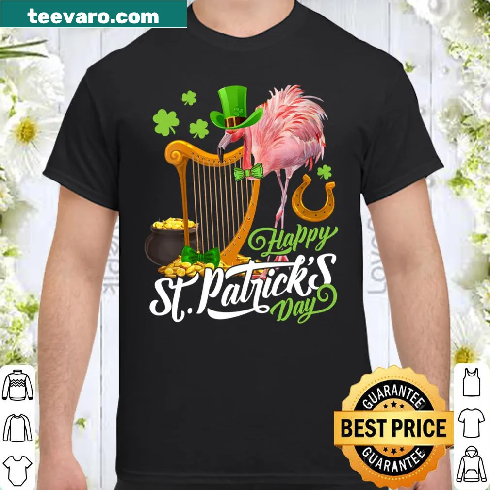 Playful Irish Flamingo graphic for St. Patrick's Day shirt