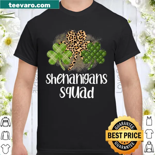 Shirt with 'Shenanigans Squad' and leopard print design