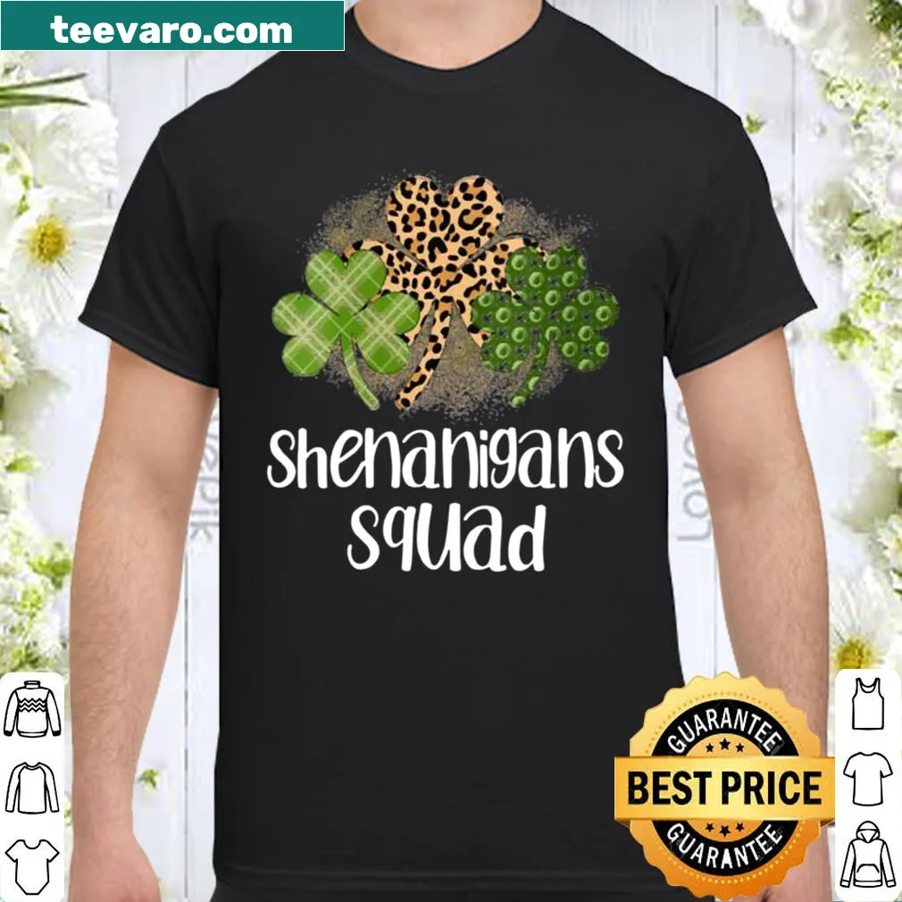 Shirt with 'Shenanigans Squad' and leopard print design