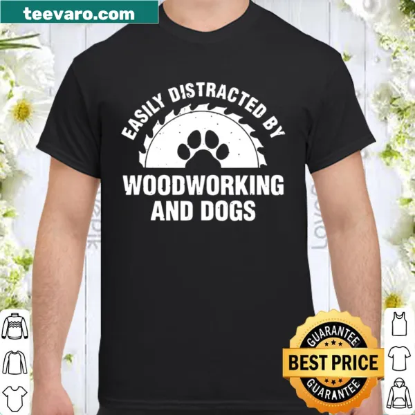 Woodworking themed shirt featuring dog and tools illustration