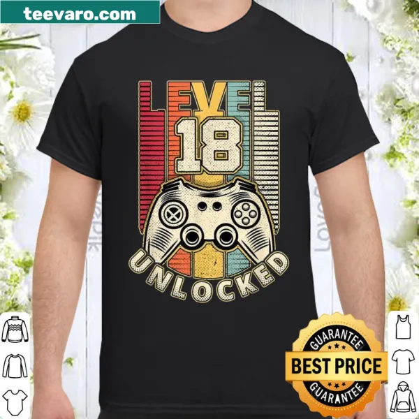 Retro gaming shirt celebrating 18th birthday with 'Level 18 Jahre'
