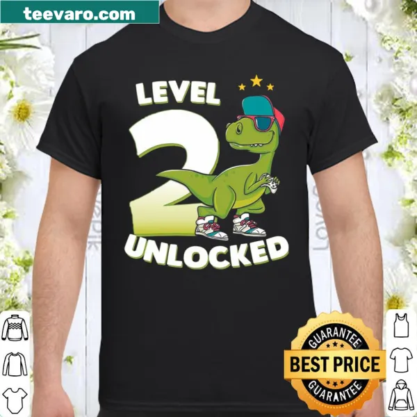 Cartoon dinosaur design for a 2-year-old's birthday shirt