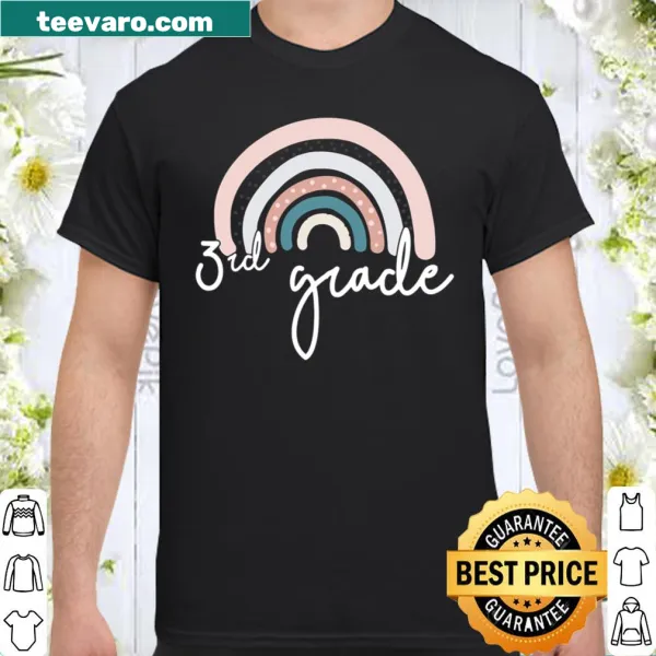 Illustrative shirt for third-grade teachers with rainbow design