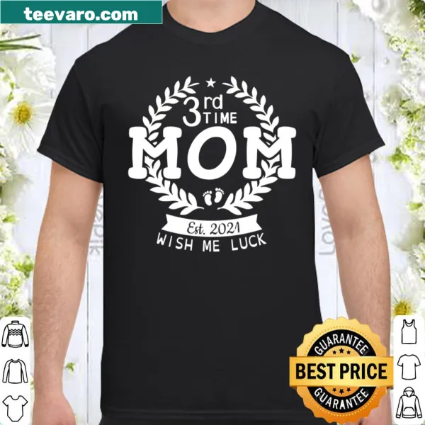 Text design expressing joy for a third-time mom with a wish for luck