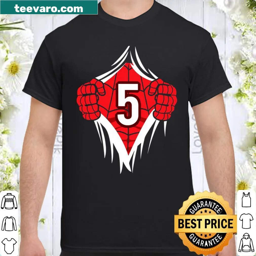 Birthday shirt for 5-year-olds featuring a superhero comic design