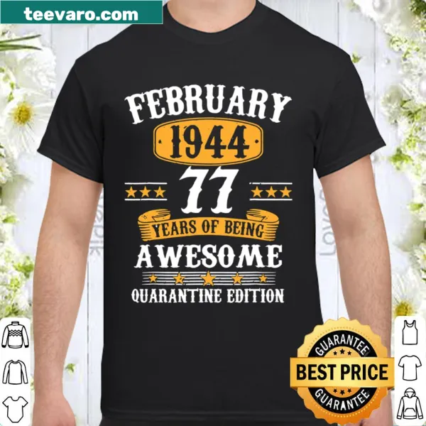 Shirt commemorating 77 years with celebratory text design