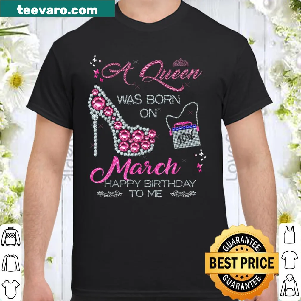 Vintage-style birthday t-shirt with the phrase A Queen was born on 10th March
