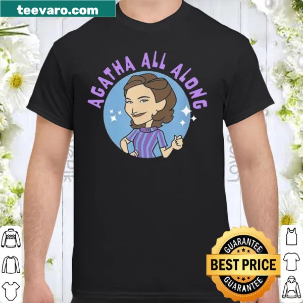 Retro-style shirt with the 'AGATHA ALL ALONG' graphic in a circle