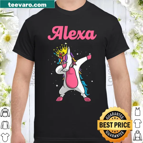 Personalized birthday shirt with dabbing unicorn cartoon