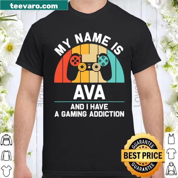 Personalized Gaming shirt featuring the name AVA in a fun design.