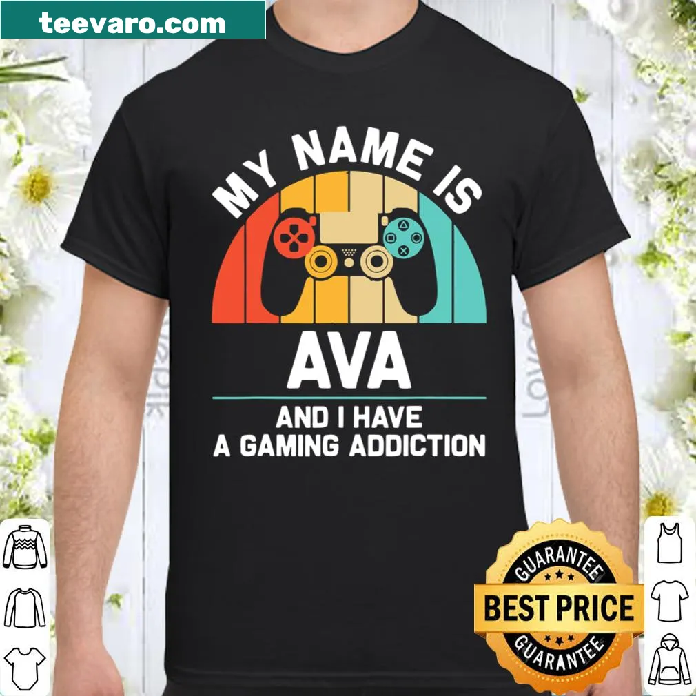 Personalized Gaming shirt featuring the name AVA in a fun design.