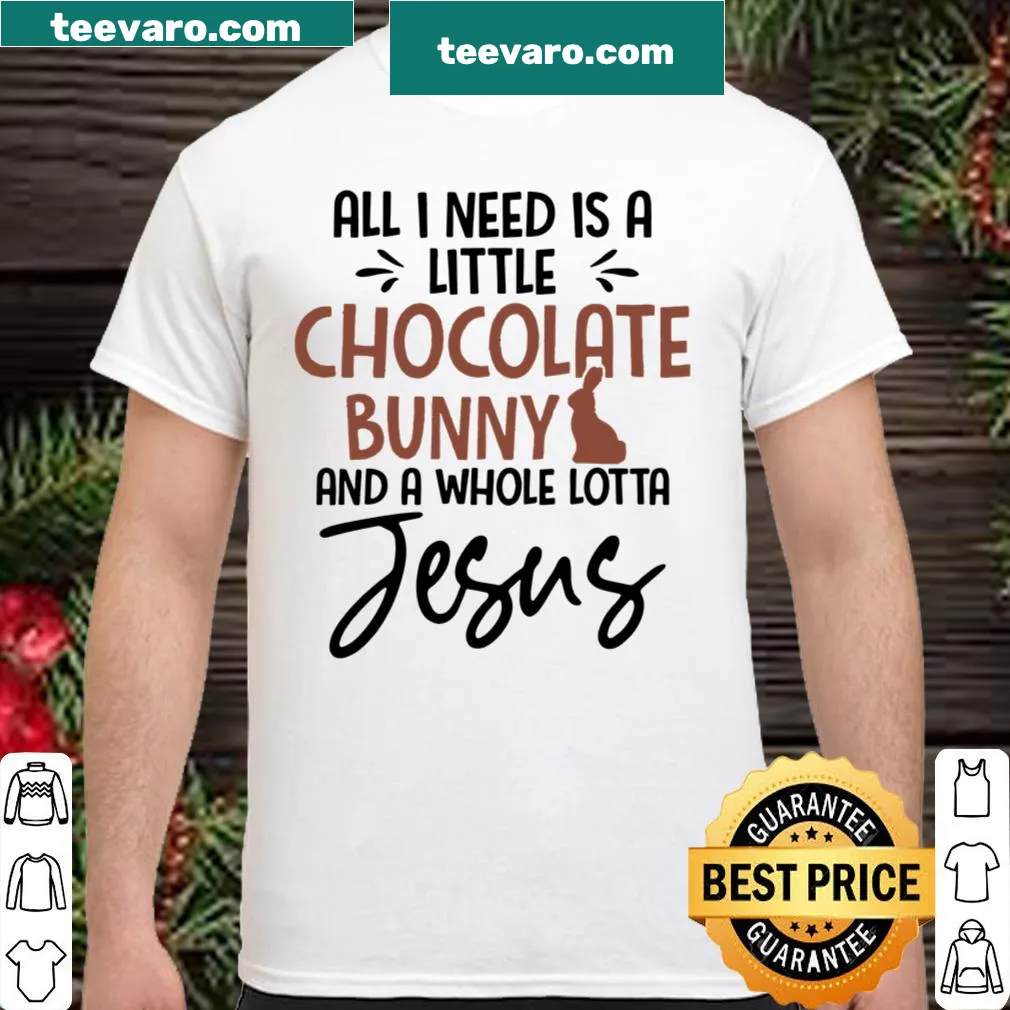 Cute Easter shirt with chocolate bunny and Jesus text