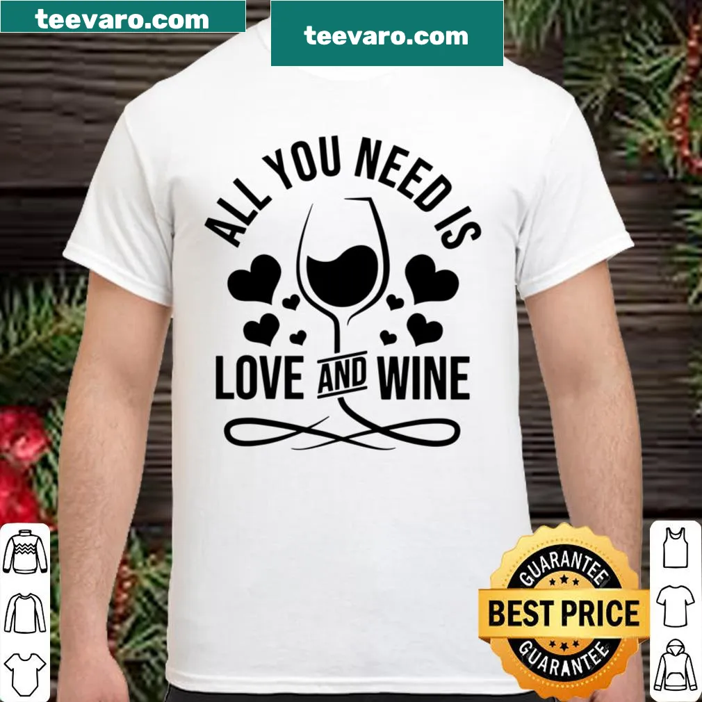 Fun shirt with the phrase about love and wine.