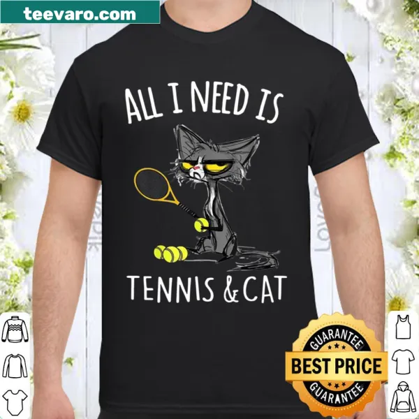 Tennis and cat-themed shirt with playful typography