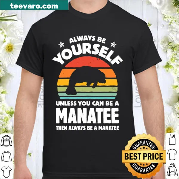 Vintage-style manatee t-shirt with humorous text
