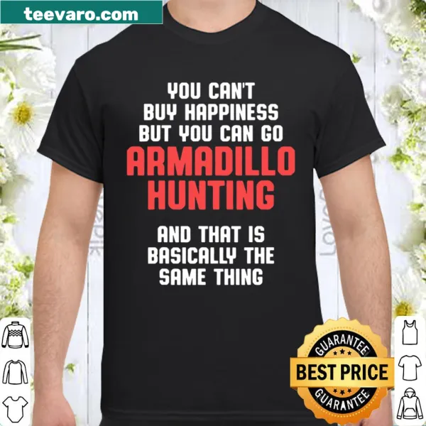 Shirt featuring playful graphics for armadillo hunters.