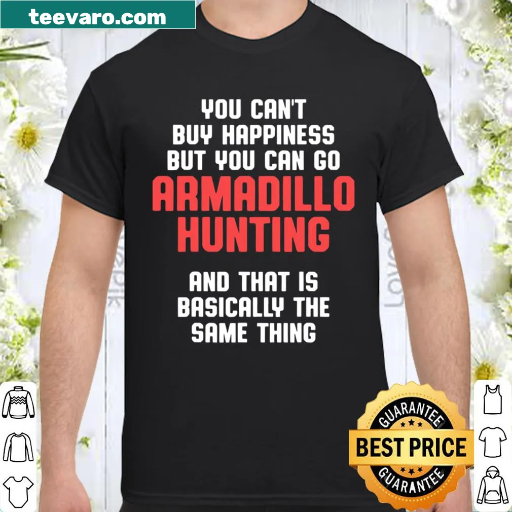 Shirt featuring playful graphics for armadillo hunters.