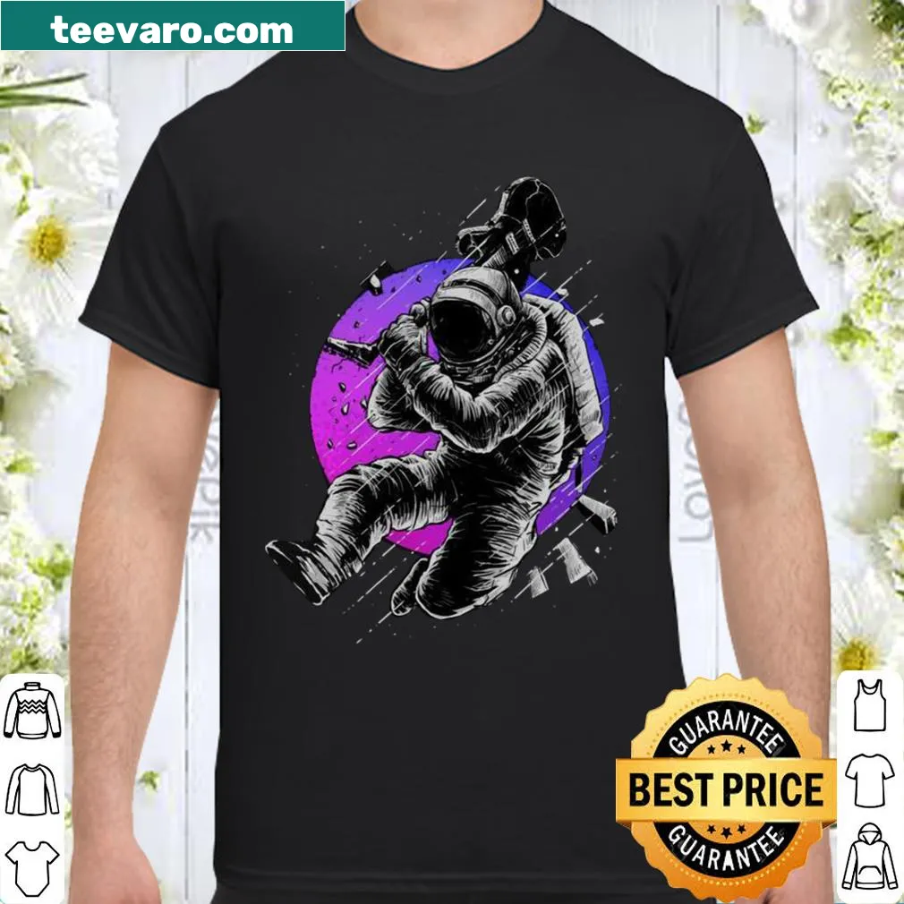 Aesthetic vaporwave astronaut and guitar graphic shirt