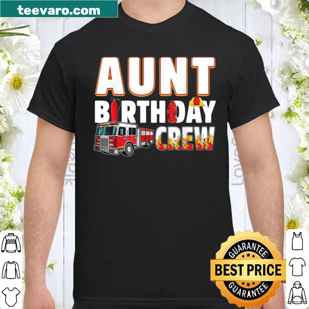 Cartoon fire truck graphic for Aunt Birthday Crew