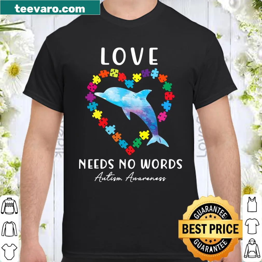 Shirt promoting autism awareness with dolphin graphic and message